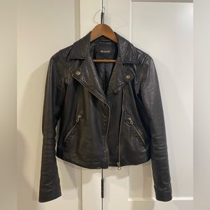 Madewell Washed Leather Motorcycle Jacket: Brass Hardware Edition